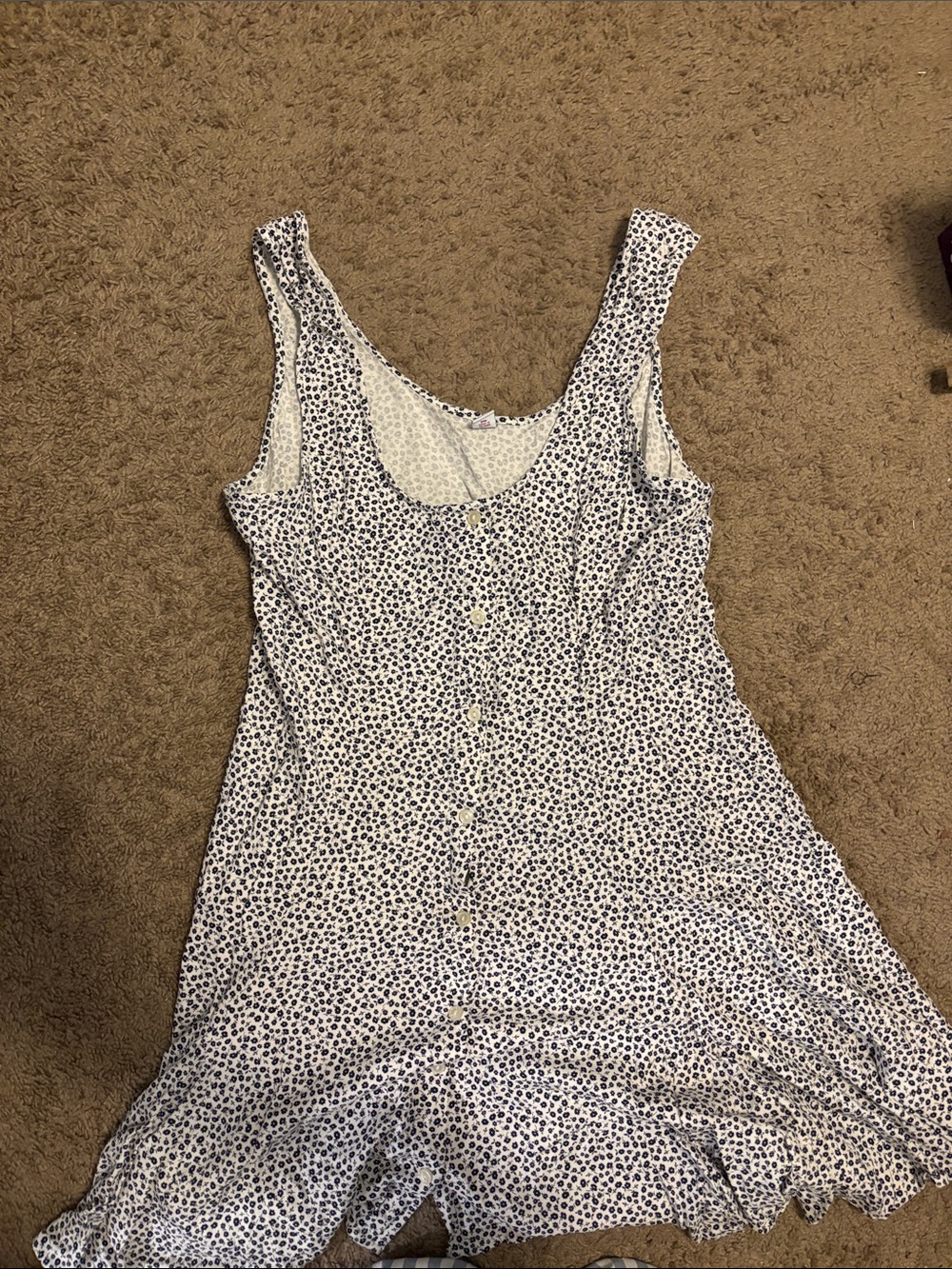 Old Navy White Mini Dress with Navy Dot Pattern